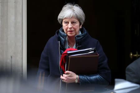 Britain’s Prime Minister Theresa May has directed blame for the attack on the Kremlin (REUTERS/Hannah McKay)