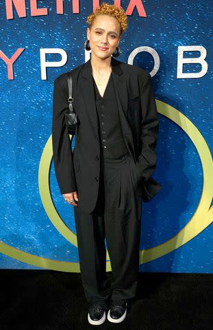 <p>Jeff Kravitz/Getty Images</p> Nathalie Emmanuel attends Netflix's "3 Body Problem" Los Angeles on March 17.