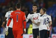 Britain Soccer Football - Crystal Palace v Tottenham Hotspur - Premier League - Selhurst Park - 26/4/17 Tottenham's Dele Alli, Moussa Sissoko, Hugo Lloris and Kieran Trippier celebrate after the match Action Images via Reuters / Matthew Childs Livepic