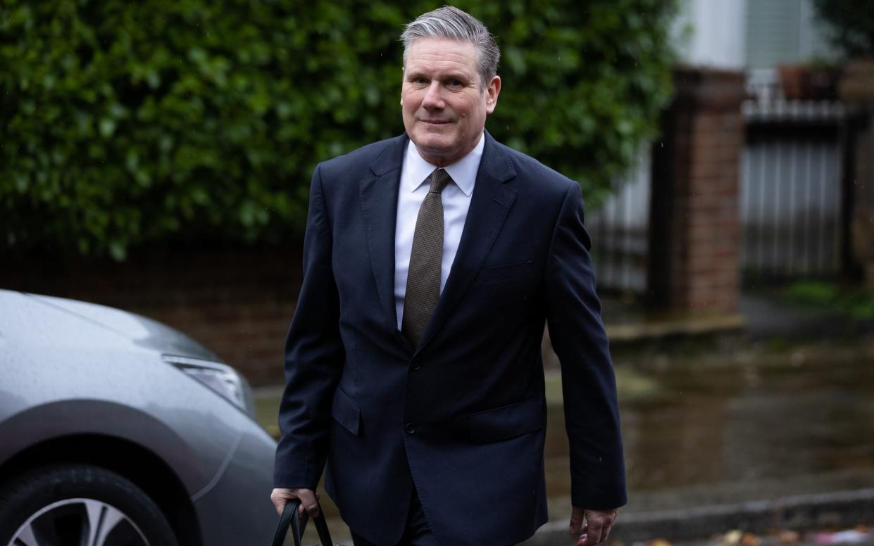 Sir Keir Starmer, the Labour leader, is pictured today leaving his London home