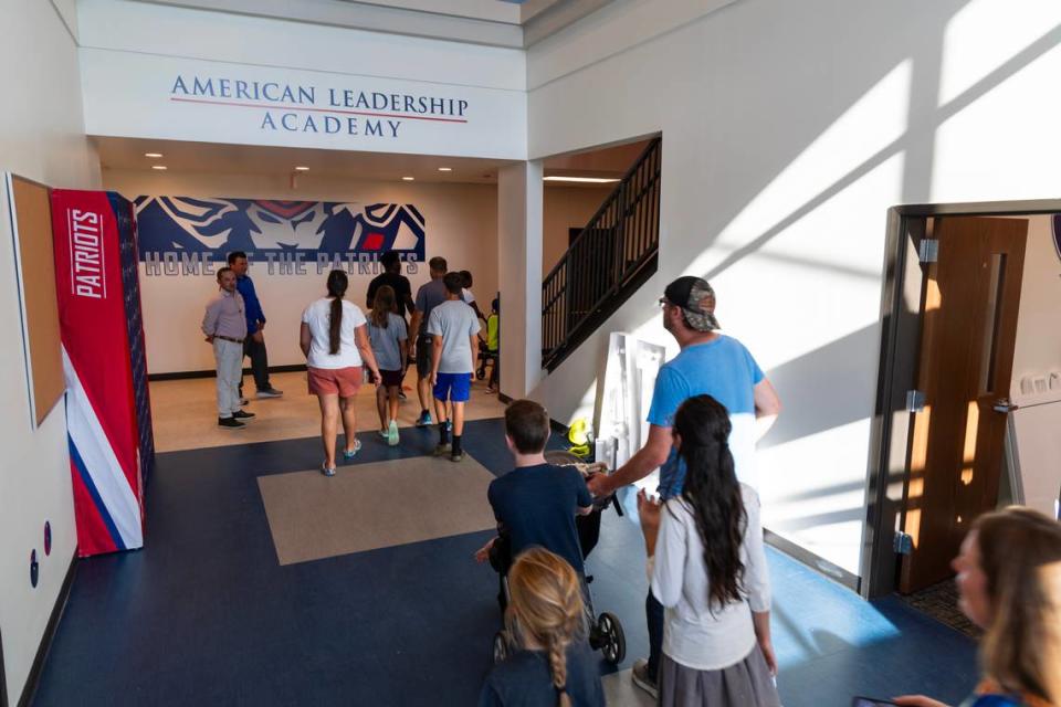 Families tour the American Leadership Academy Lexington upper school on Thursday, August 10, 2023. ALA Lexington is a traditional charter school authorized by the Charter Institute at Erskine that opened in August 2023. Joshua Boucher/jboucher@thestate.com