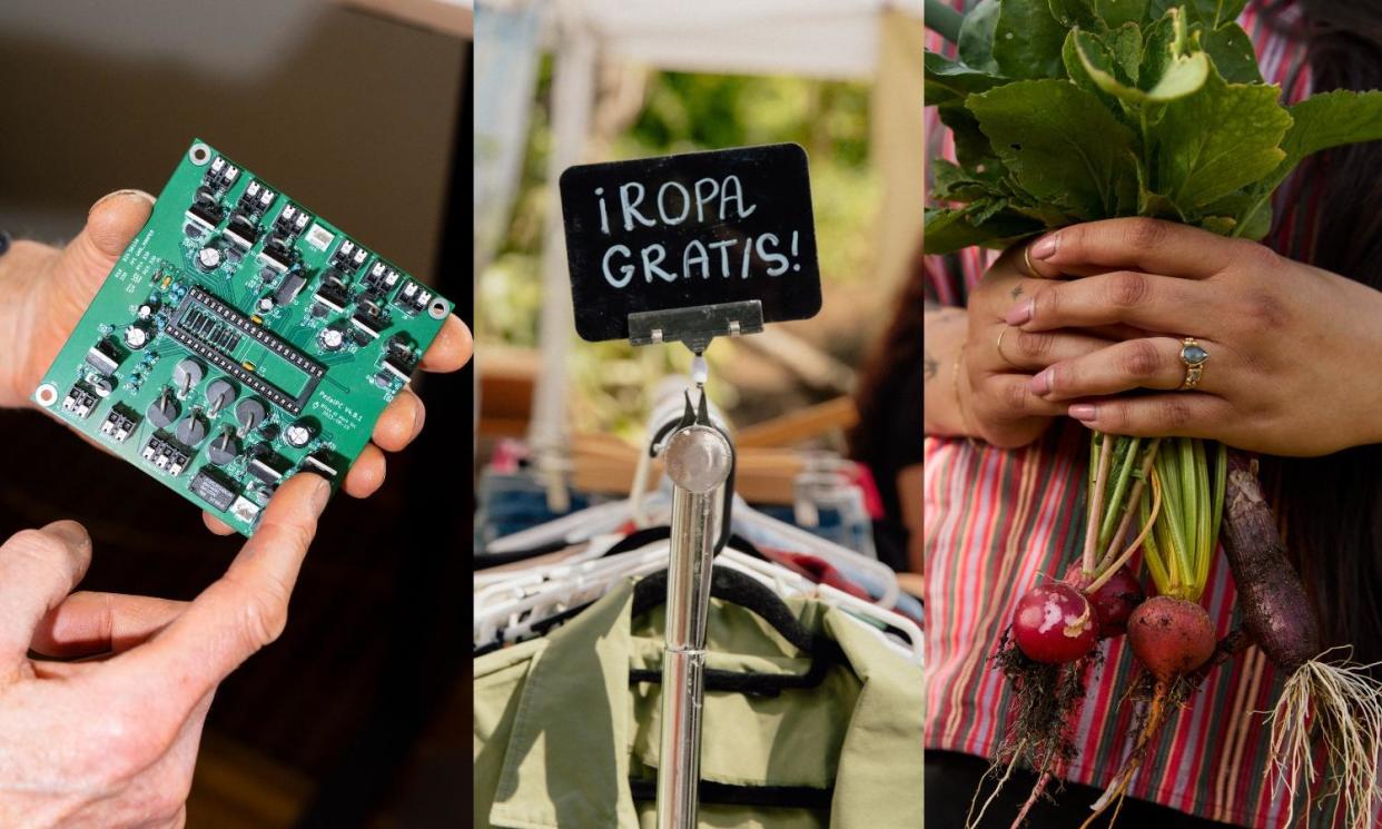 <span>In this series, you’ll meet inspiring people who turned their yards into micro-farms, started free clothing swaps, invented energy-saving gadgets, and more.</span><span>Photograph: KC McGinnis, Stephanie Nortiz, Brittany Bravo/The Guardian</span>