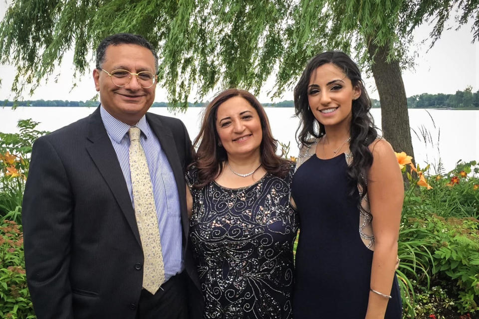 Monica Mikael, a 30-year-old nurse practitioner in Los Angeles, with her parents. (Courtesy Monica Mikael)