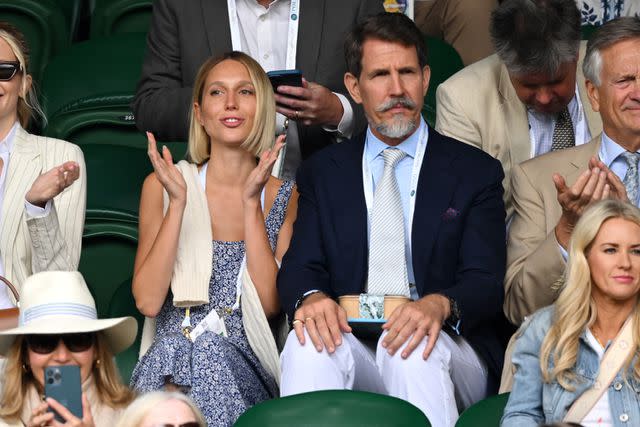 <p>Karwai Tang/Wireimage</p> Princess Maria-Olympia and Crown Prince Pavlos of Greece attend Wimbledon on July 1, 2024