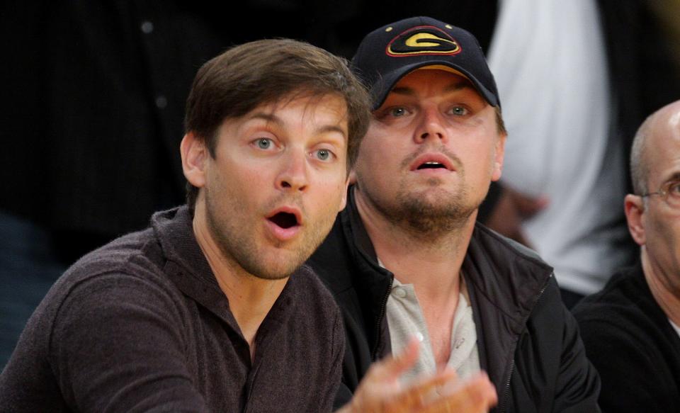 Tobey Maguire and Leonardo DiCaprio met as child actors working in Hollywood,&nbsp; (Photo: Noel Vasquez via Getty Images)