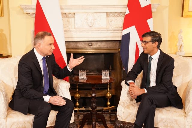 Prime Minister Rishi Sunak with President Andrzej Duda in 10 Downing Street