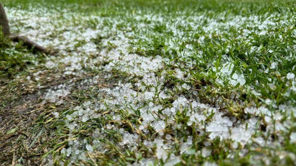 A brief, heavy downpour dropped pea-sized hail across Atascadero as minor storms swept San Luis Obispo County on March 24, 2024.