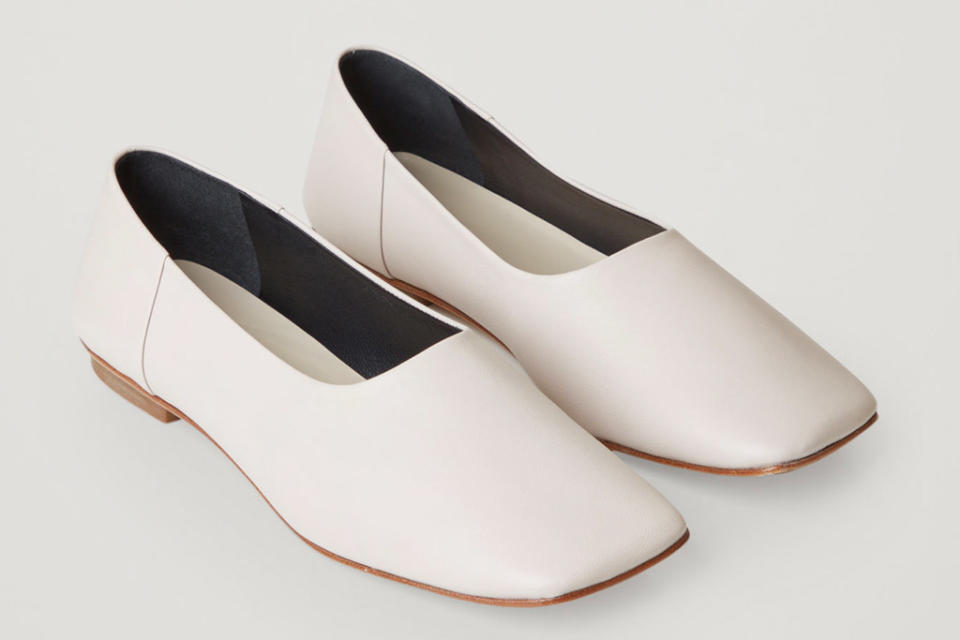 flats, square toe, white, cos