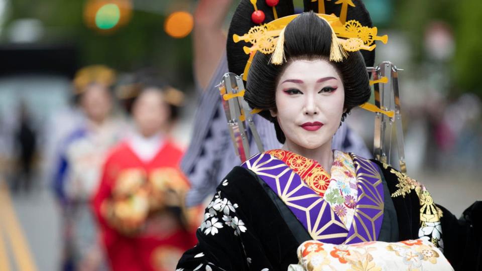 <div>NEW YORK, NY - MAY 14: Performers show traditional clothing during the Japanese Culture Parade on May 14, 2022 in New York City. (Photo by Liao Pan/China News Service via Getty Images)</div>