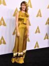 <p>Laura Dern was a vision in yellow, wearing a floor-length Roksanda number. [Photo: Getty] </p>