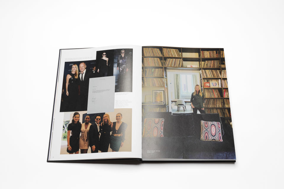 Photos in the book of Frida Giannini with Sting in 2013; with Camilla Belle, Mary J. Blige, Marc Anthony and Jennifer Lopez in 2011 and in her music room in Rome in 2021.