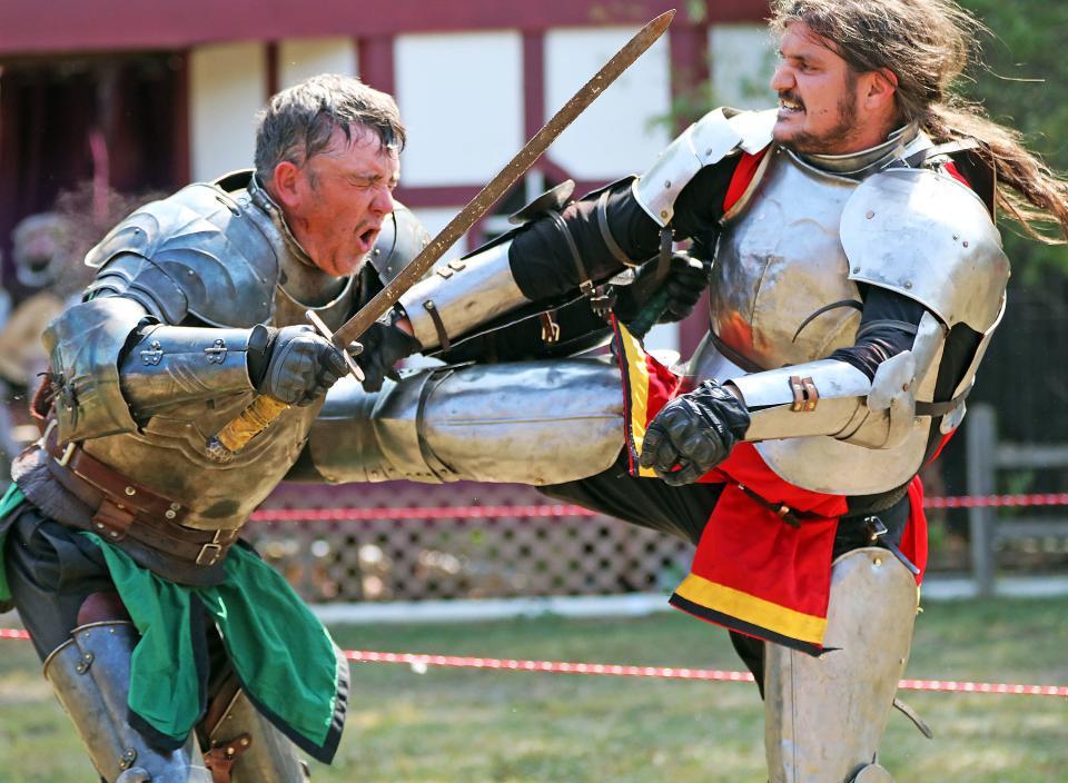 Sir Daniel and Sir Logan fight during the Renaissance Faire at Sleepy Hollow Sports Park.