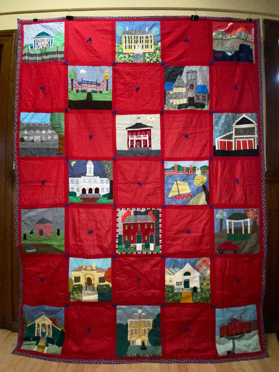 Exeter Town Quilt – created in 1975 as part of the bicentennial celebrations. It will be on display, along with other quilts, during the months of May and June at the Exeter Historical Society.