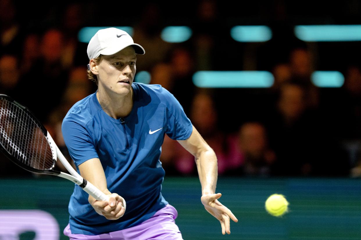 ROTTERDAM - Jannik Sinner (ITA) in action against Stanislas Wawrinka (SUI) on the fifth day of the ABN AMRO Open tennis tournament in Ahoy. AP SANDER KING (Photo by ANP via Getty Images)