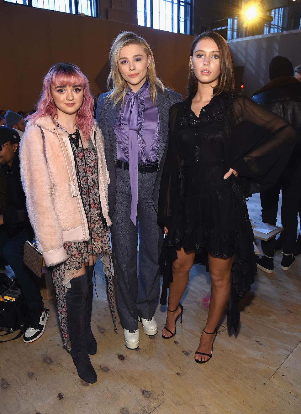 Maisie Williams, Chloe Grace Moretz and Iris Law at the Coach February 2019 show during NYFW