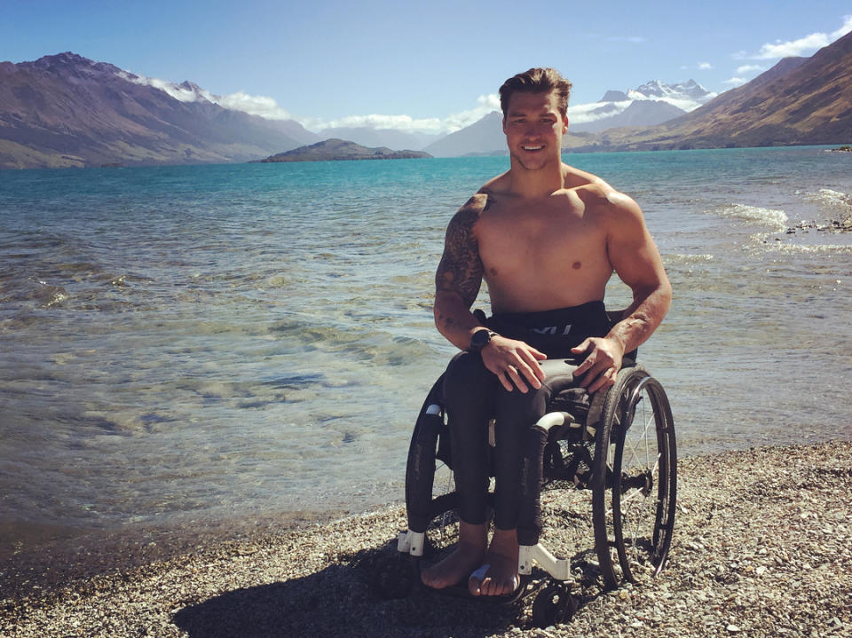 Robbie Peime is a personal trainer, motivational speaker, a triathlete and a paraplegic. Photo: Instagram/robbiepeime.