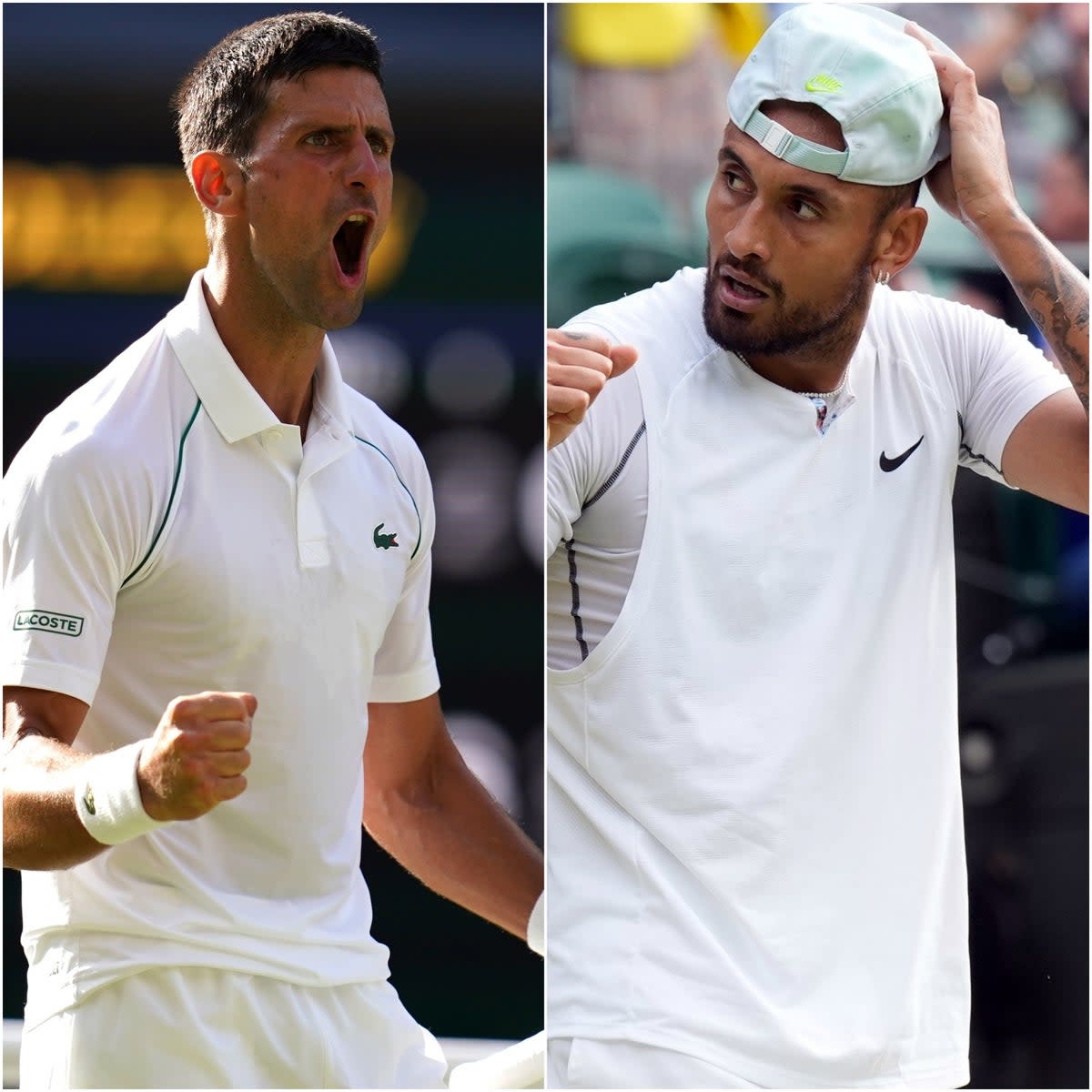 Novak Djokovic and Nick Kyrgios (PA)