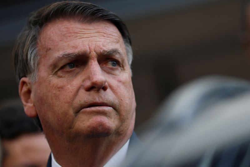 FILE PHOTO: Former Brazilian President Jair Bolsonaro testifies about the January 8 riots, at the Federal Police headquarters, in Brasilia