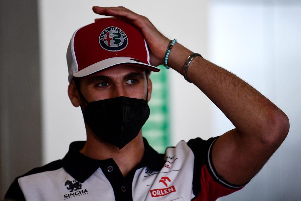 Alfa Romeo's Italian driver Antonio Giovinazzi is seen at the Hermanos Rodriguez racetrack in Mexico City, on November 4, 2021. - Mexico will hold its Formula 1 Grand Prix on November 7. (Photo by PEDRO PARDO / AFP) (Photo by PEDRO PARDO/AFP via Getty Images)