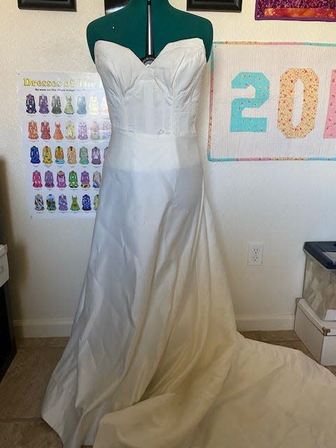 Before dying the dress, Trantham pulled it apart to see exactly how she wanted to put it back together.