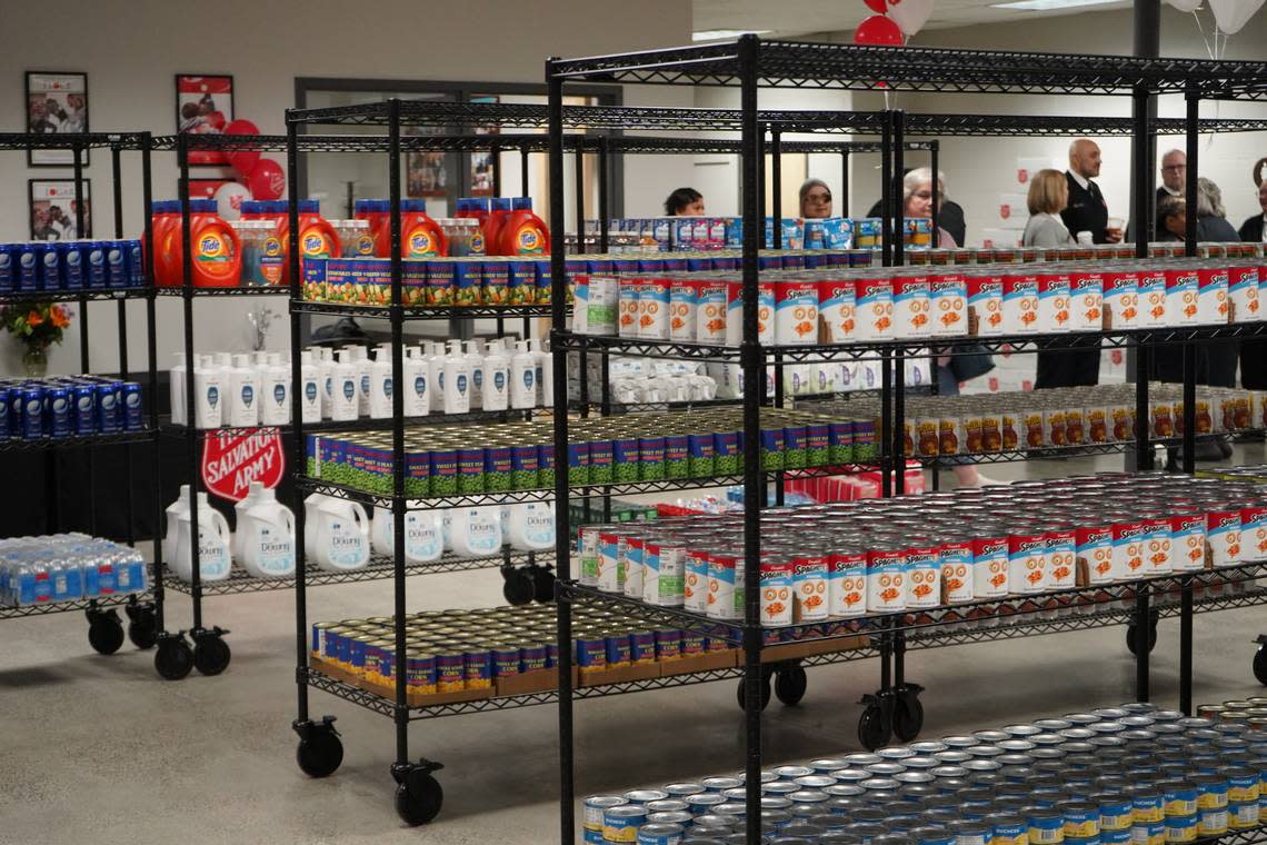 Canned goods and hygiene products are available at the Salvation Army food pantry, which celebrated its opening on March 11, 2024, in Bellingham, Wash.