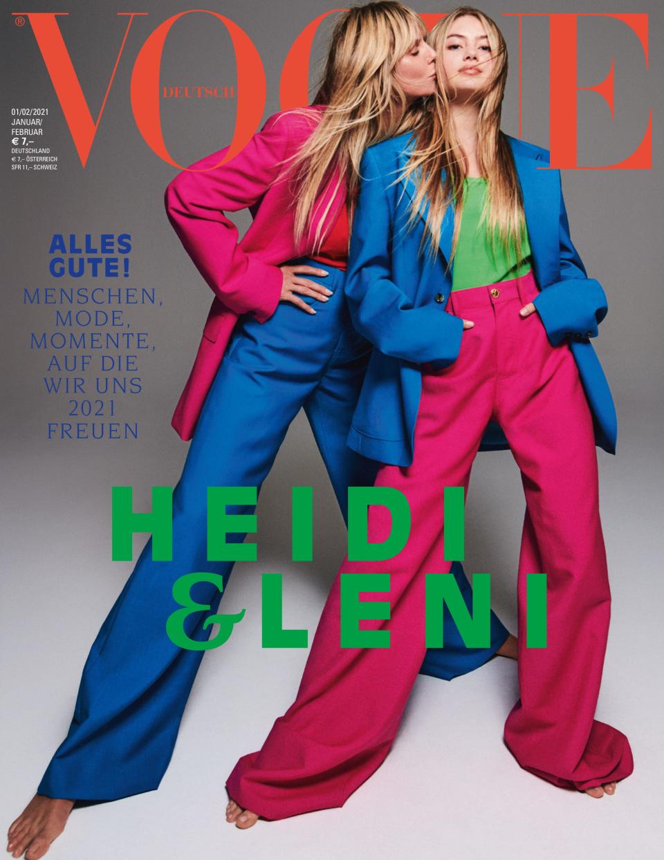 Leni Klum makes her modeling debut alongside her mother Heidi Klum on the January/February 2021 cover of Vogue Germany