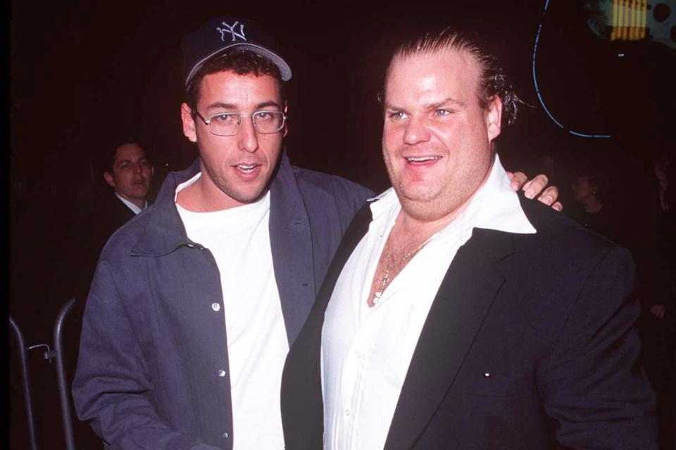 Adam Sandler & Chris Farley at the Cineplex Odeon Century Plaza Cinema in Century City, California (Photo by Steve Granitz/WireImage)