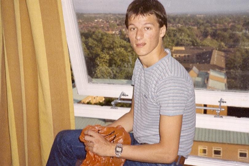 Paul Carr takes in the south Manchester views from Jeni's 17th storey window -Credit:Jeni Carr/Paul Carr