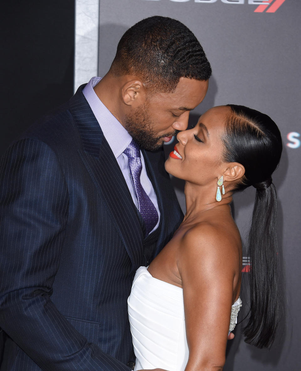 HOLLYWOOD, CA - FEBRUARY 24:  Actors Will Smith and Jada Pinkett Smith arrive at the Los Angeles World Premiere of Warner Bros. Pictures 'Focus' at TCL Chinese Theatre on February 24, 2015 in Hollywood, California.  (Photo by Axelle/Bauer-Griffin/FilmMagic)