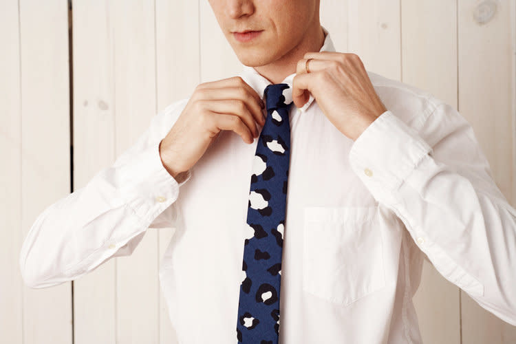 Sure, most men's gift guides recommend a tie, but is it a navy leopard print tie? This tie is a conversation starter, and isn't for guys who are faint of heart (and style).&lt;br&gt;<br />&lt;br&gt;<strong><a href="https://fave.co/2WazW6W" target="_blank" rel="noopener noreferrer">Get the Navy Patterned Tie from Of A Kind, $55</a></strong>.