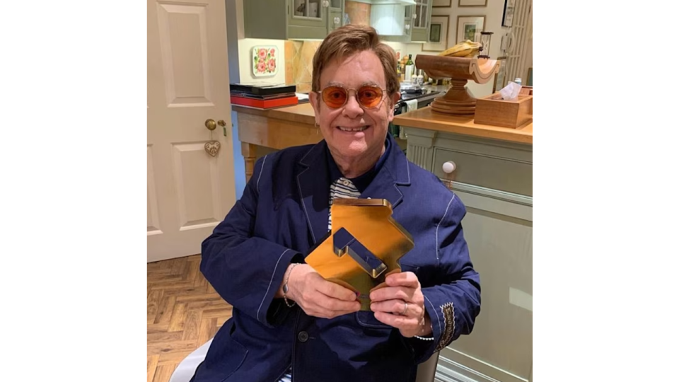 Elton John in his country-style kitchen at Windsor mansion