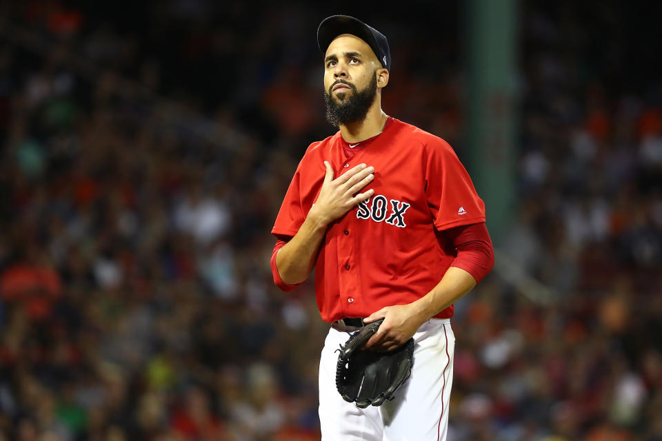 BOSTON, MA – SEPTEMBER 7: David Price #24 of the Boston Red Sox looks on during a game against the Houston Astros at Fenway Park on September 7, 2018 in Boston, Massachusetts. (Photo by Adam Glanzman/Getty Images)