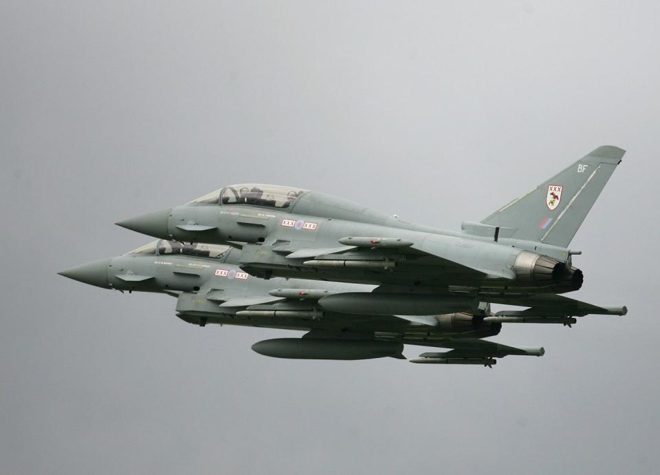 <p>A joint venture among four European nations—the U.K., Germany, Italy, and Spain—the Eurofighter Typhoon is the master of the dogfight. The plane's agility is the product of its <a href="https://www.eurofighter.com/the-aircraft" rel="nofollow noopener" target="_blank" data-ylk="slk:light metal and composite airframe;elm:context_link;itc:0;sec:content-canvas" class="link ">light metal and composite airframe</a>, its delta wing profile coupled with distinctive nose-mounted canards, and a pair of powerful afterburning turbofan engines. </p>