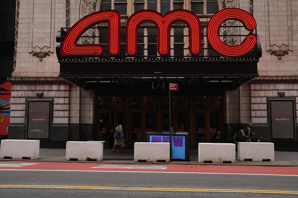 An AMC theatre is pictured in Times Square in the Manhattan borough of New York City, New York, U.S., June 2, 2021.  REUTERS/Carlo Allegri