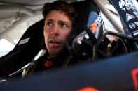 RICHMOND, VA - APRIL 27: Travis Pastrana, driver of the #99 Boost Mobile Toyota, sits in his car in the garage during practice for the NASCAR Nationwide Series Virginia 529 College Savings 250 at Richmond International Raceway on April 27, 2012 in Richmond, Virginia. (Photo by Tom Pennington/Getty Images for NASCAR)