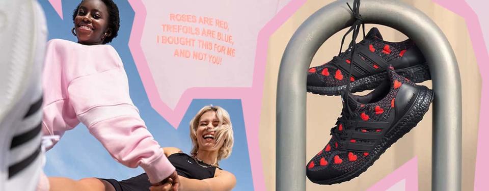 Girls in Adidas smiling for Valentine's Day