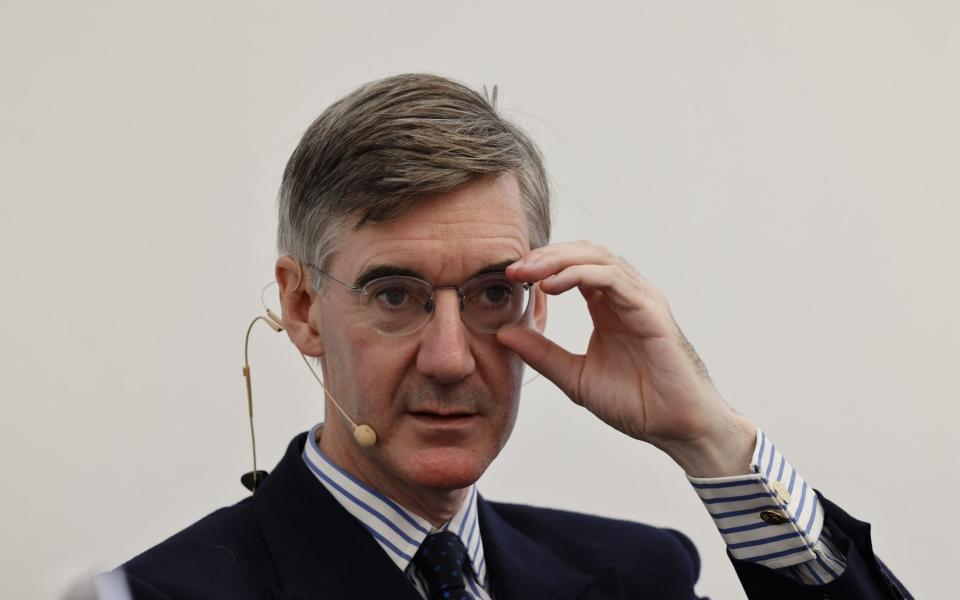 Jacob Rees-Mogg, the Business Secretary, is pictured in Birmingham today - Geoff Pugh for The Telegraph