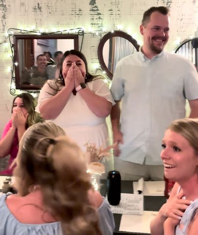 <p>India Dawn Jones</p> India Dawn Jones surprised by her brother at rehearsal dinner.