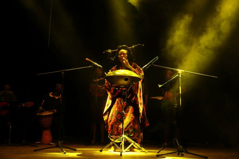 Nigerian-born opera singer Helen Epega performs on stage at the MUSON center in Lagos