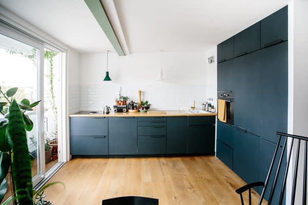 Danish architect Sigurd Larsen needed a new kitchen for his 969-square-foot apartment in the hip Kreuzberg district of Berlin—so he designed his own in collaboration with Reform. Larsen opted for a kitchen in anthracite—as the darker color added contrast to his oak floors and countertops.