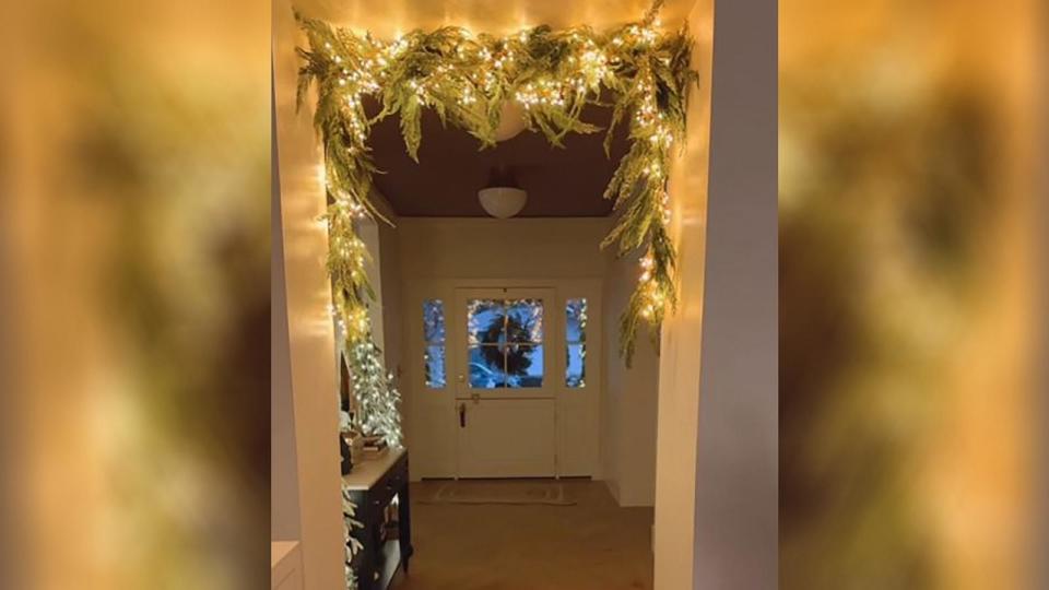 PHOTO: Ashley Stringfellow, founder of Modern Glam, tried the viral garland shower rod hack. (@modernglamhome/Instagram)