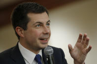 Democratic presidential candidate former South Bend, Ind., Mayor Pete Buttigieg speaks during a campaign event in Las Vegas, Tuesday, Feb. 18, 2020. (AP Photo/Matt York)