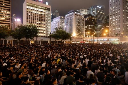 Members of Hong Kong's medical sector attend a rally to support the anti-extradition bill protest in Hong Kong