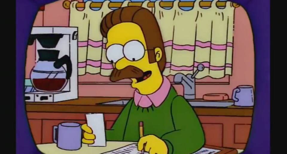 Ned Flanders launched an entire business out of being left-handed...was it all a lie? Credit: Gracie Films/20th Television