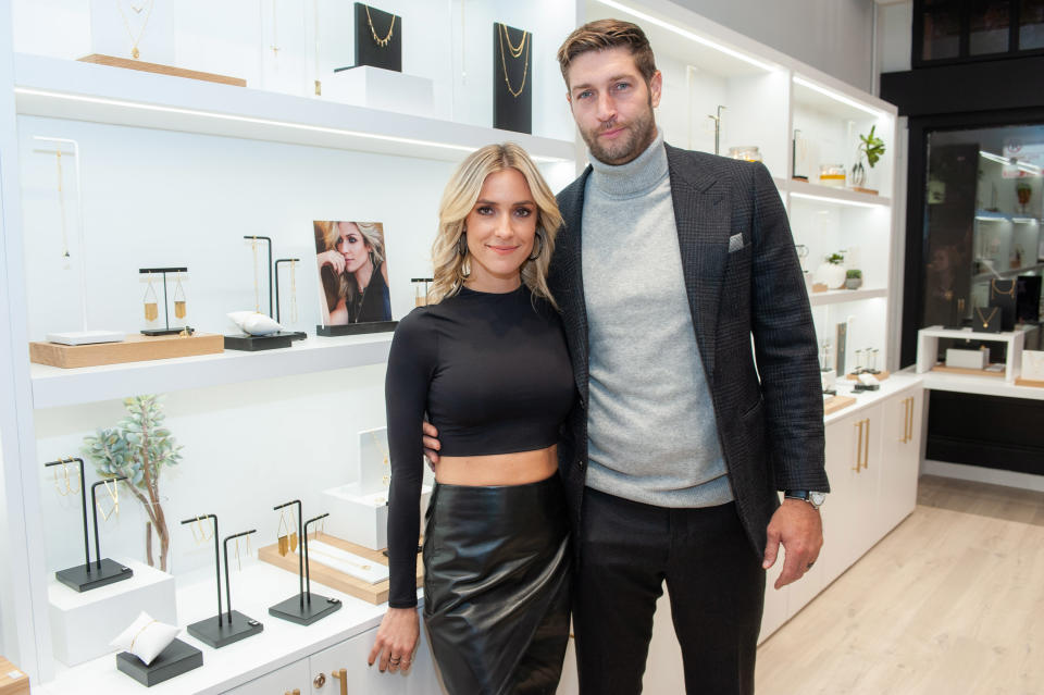 Kristin Cavallari and Jay Cutler attend the Uncommon James VIP Grand Opening at Uncommon James on October 25, 2019 in Chicago, Illinois. (Photo by Timothy Hiatt/Getty Images)