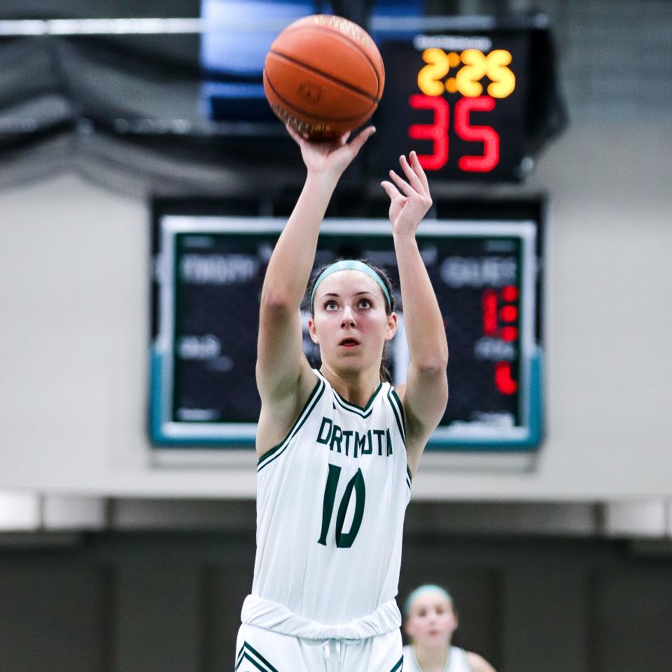 Dartmouth's Katherine Cheesebro shoots the ball during a preliminary game against Middleboro in the Div. 2 state tournament on Monday, Feb. 27, 2023.
