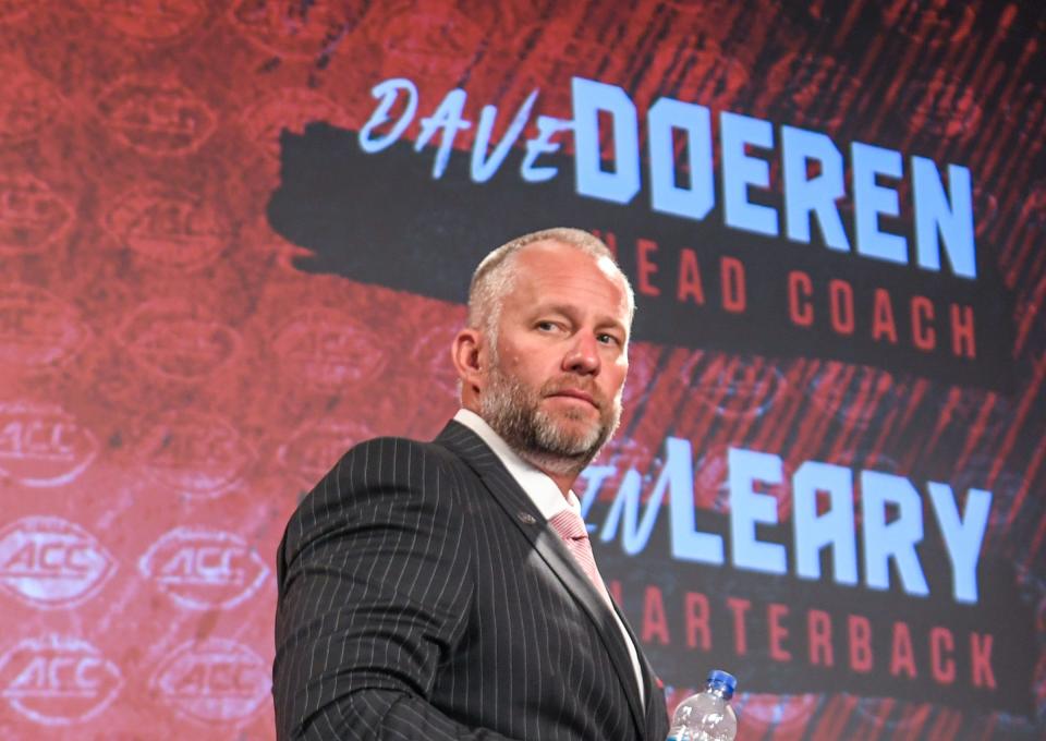 NC State Head Coach Dave Doeren during the ACC Football Kickoff in Charlotte, N.C. Wednesday, July 20, 2022.