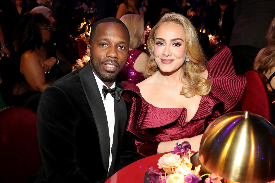LOS ANGELES, CALIFORNIA - FEBRUARY 05: Rich Paul and Adele  attend the 65th GRAMMY Awards at Crypto.com Arena on February 05, 2023 in Los Angeles, California. (Photo by Johnny Nunez/Getty Images for The Recording Academy)