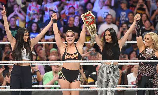 <p>Broadimage/Shutterstock</p> Brie Bella, Ronda Rousey, Nikki Bella and Natalya WWE SummerSlam.