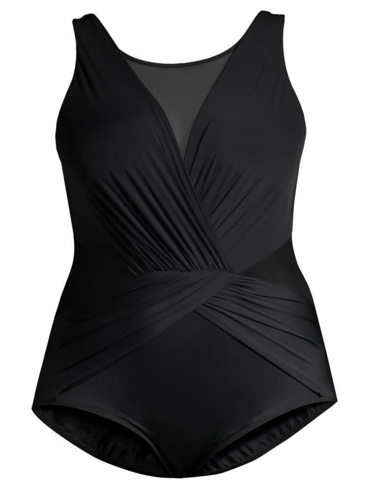 <p><strong>Miraclesuit Swim</strong></p><p>saksfifthavenue.com</p><p><strong>$186.00</strong></p><p><a href="https://go.redirectingat.com?id=74968X1596630&url=https%3A%2F%2Fwww.saksfifthavenue.com%2Fmiraclesuit-swim-plus-size-illusionists-palma-one-piece-swimsuit%2Fproduct%2F0400010962566&sref=https%3A%2F%2Fwww.redbookmag.com%2Ffashion%2Fg35096717%2Fbest-plus-size-bathing-suits%2F" rel="nofollow noopener" target="_blank" data-ylk="slk:Shop Now;elm:context_link;itc:0;sec:content-canvas" class="link ">Shop Now</a></p><p>If you're looking for that hourglass silhouette, this swimsuit is the one. The overlapping panels and mesh insets accentuate the waistline and the Miratex® fabric is designed to firm, hold and shape the tummy without any uncomfortable wires.</p>
